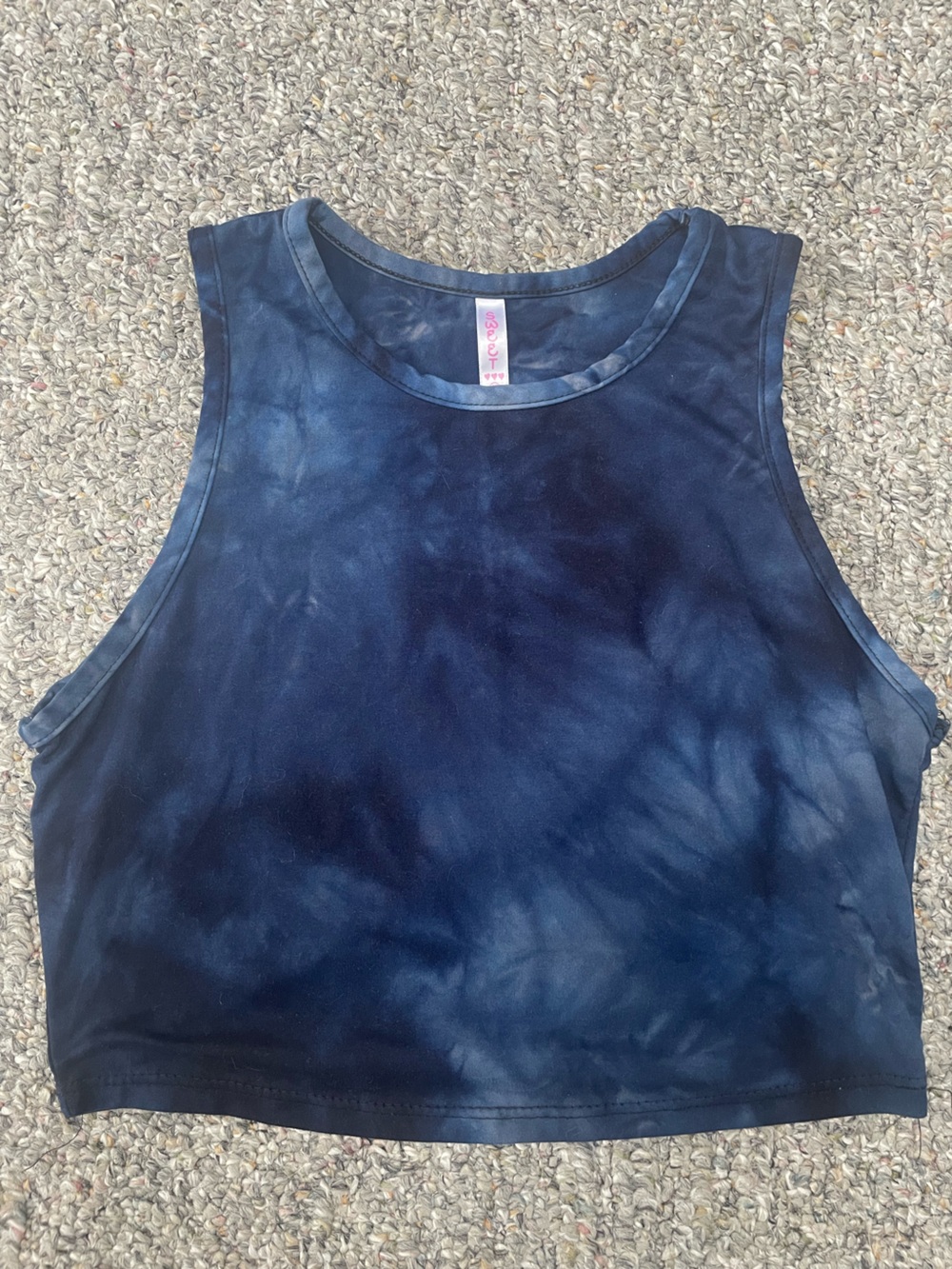 Tie-Dye Navy Crop Tank Top - Women